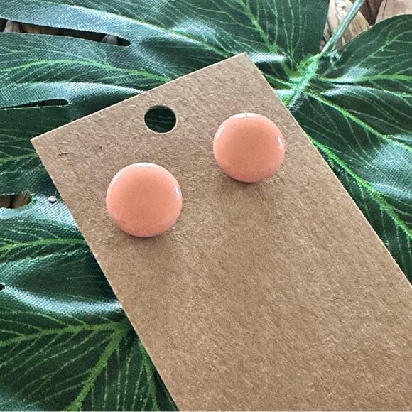 BOGO FREE PEACH BUTTON EARRINGS - Picture 2 of 5